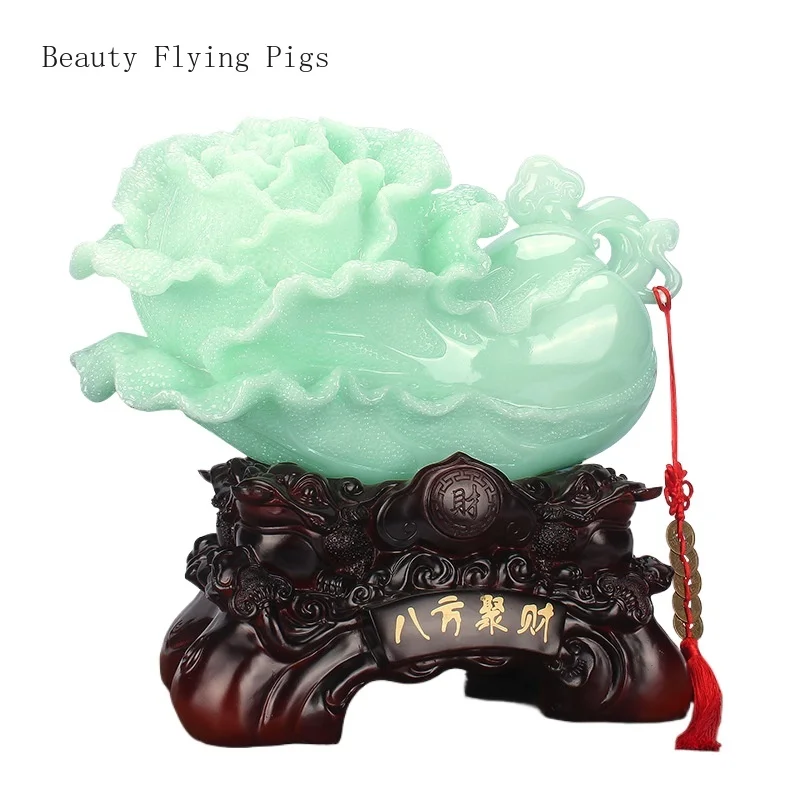 1 piece of natural material jade cabbage model handicraft Feng Shui decoration living room decoration  office decoration