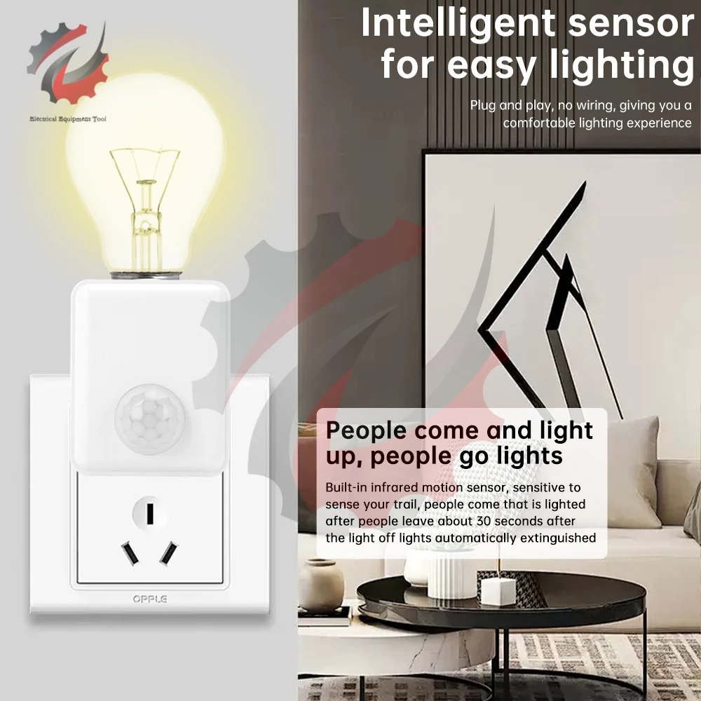 E27 LED Light Base Infrared Wall Plug-in Human Sensing Lamp Holder Body Motion Sensor Infrared IR Switch  Lamp Bulb Socket EU US