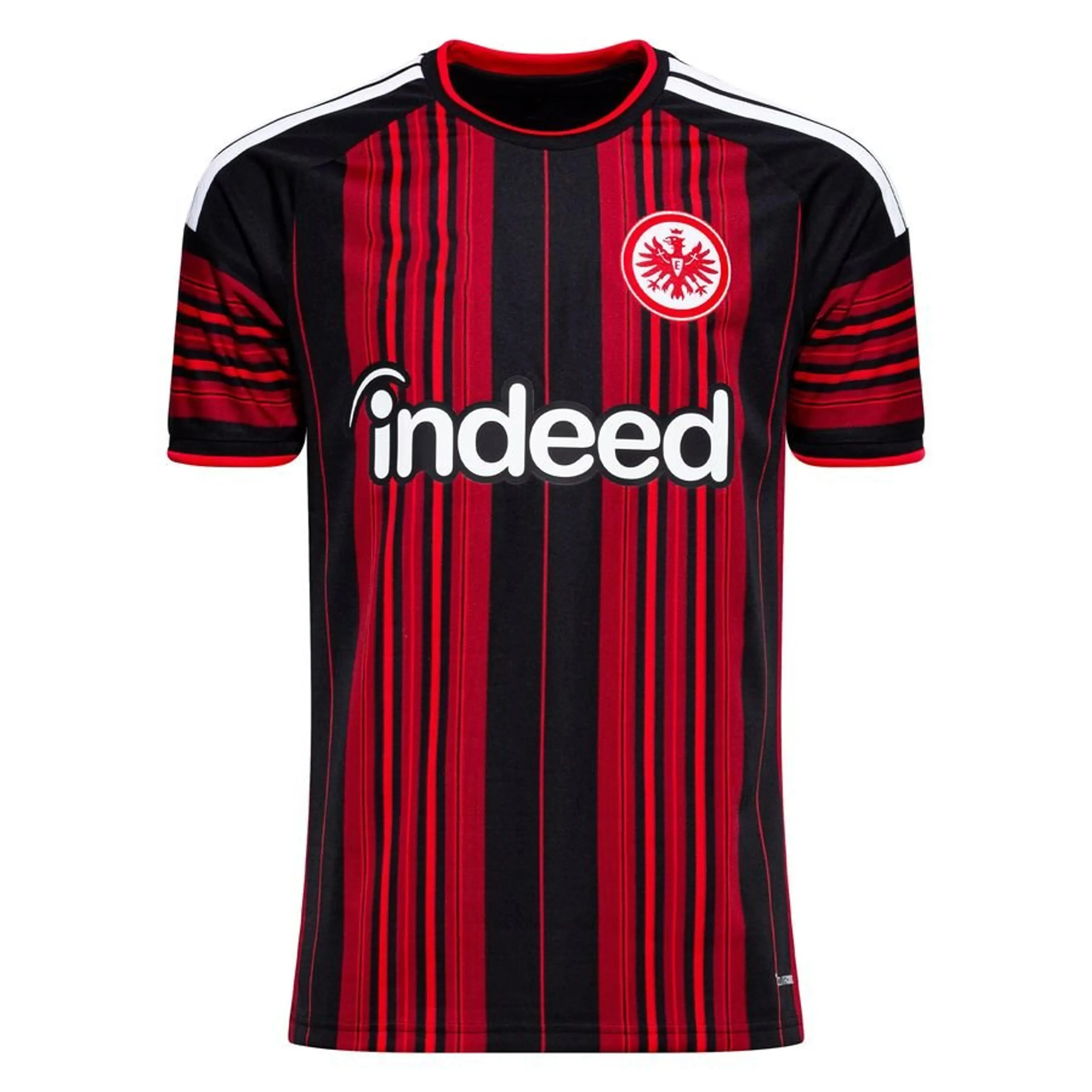 2026/27 Eintracht Frankfurt Heim-Fußballtrikot, Herren Schwarz-Rot mit Vertikalen Streifen, Kurzarm-Fußballshirt, Schnelltrocknend und Atmungsaktiv