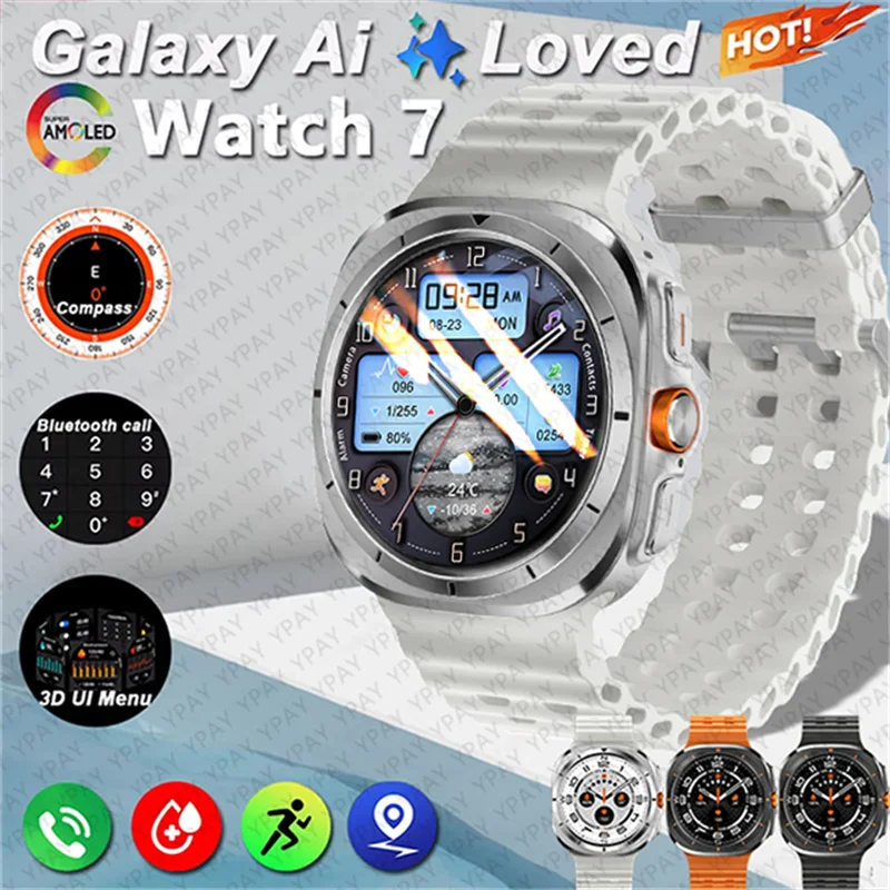 For Samsung Galaxy Watch Ultra NFC GPS Track Compass Smart Watch Men 1.43 Inch AMOLED Always Display Screen BT Call Smartwatch