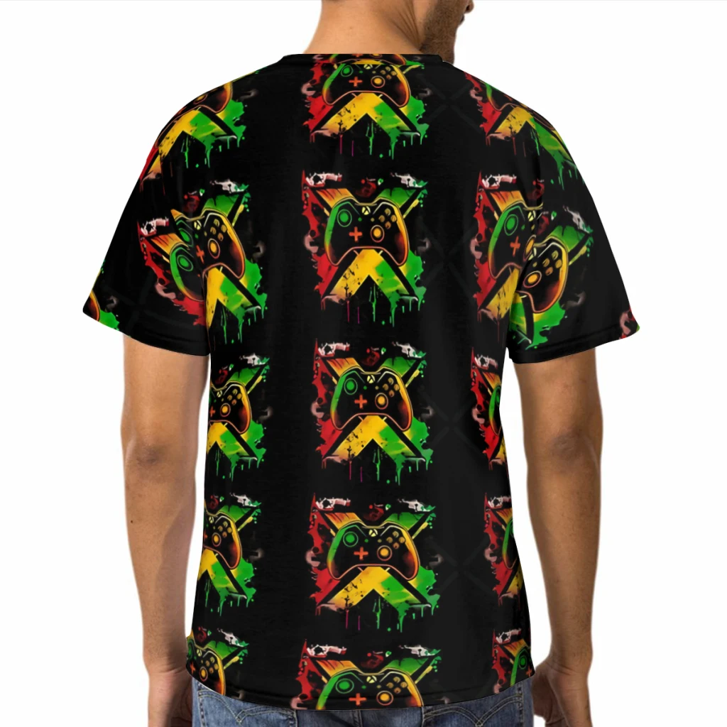 تي شيرت أسود من Xbox Gamers مطبوع عليه شعار X ثلاثي الأبعاد من البوليستر تي شيرت رجالي بأكمام قصيرة ملابس الشارع كبيرة الحجم #2