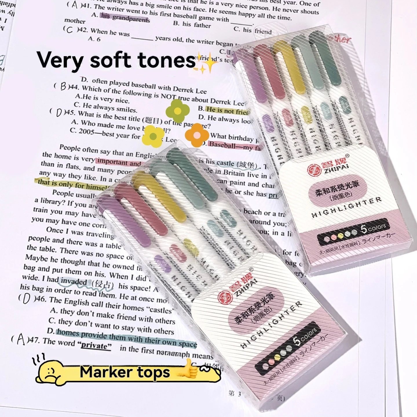 Double Tips Highlighters, Assorted Fluorescent, 5 Count - Quick Dry, Perfect For Studying, DIY Note-Taking, Supplies