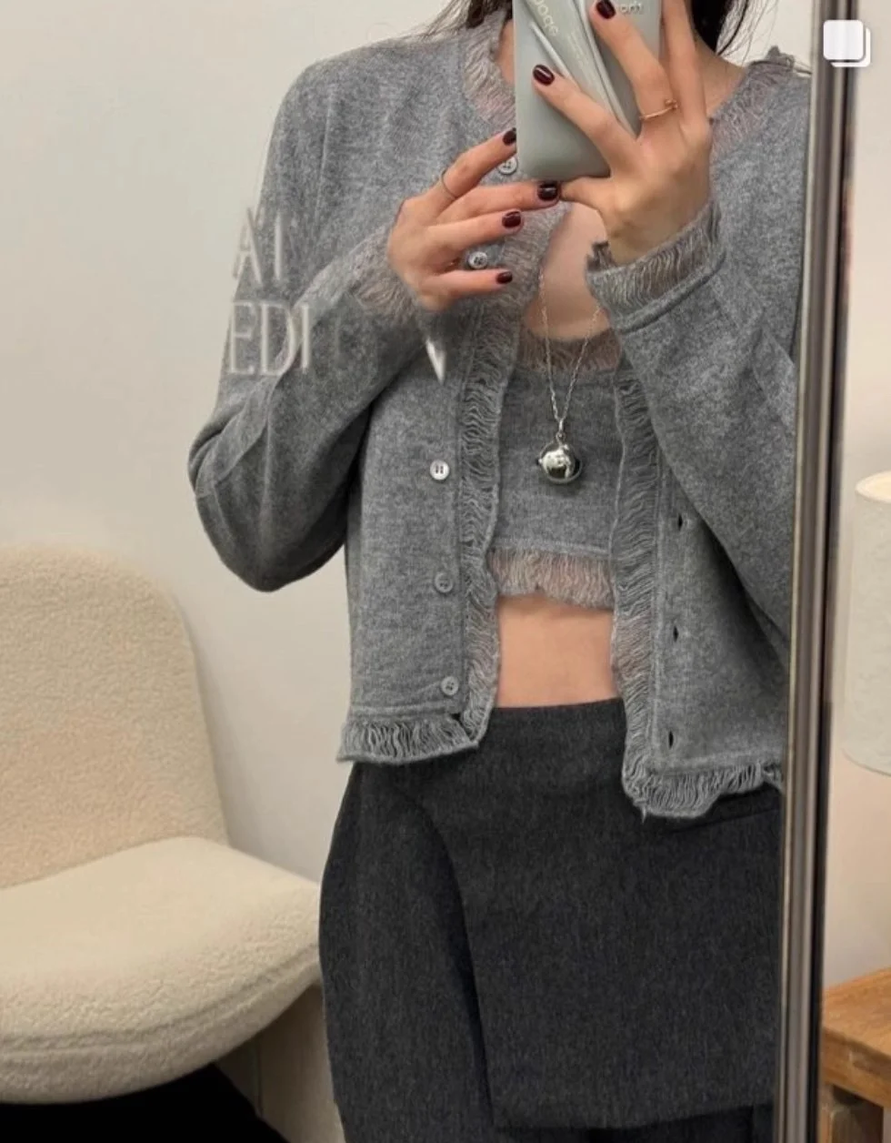 

Комплект кардигана Camere orts с кружевной смесью, женский модный облегающий длинный све, круглый, однотонный, на пуговицах