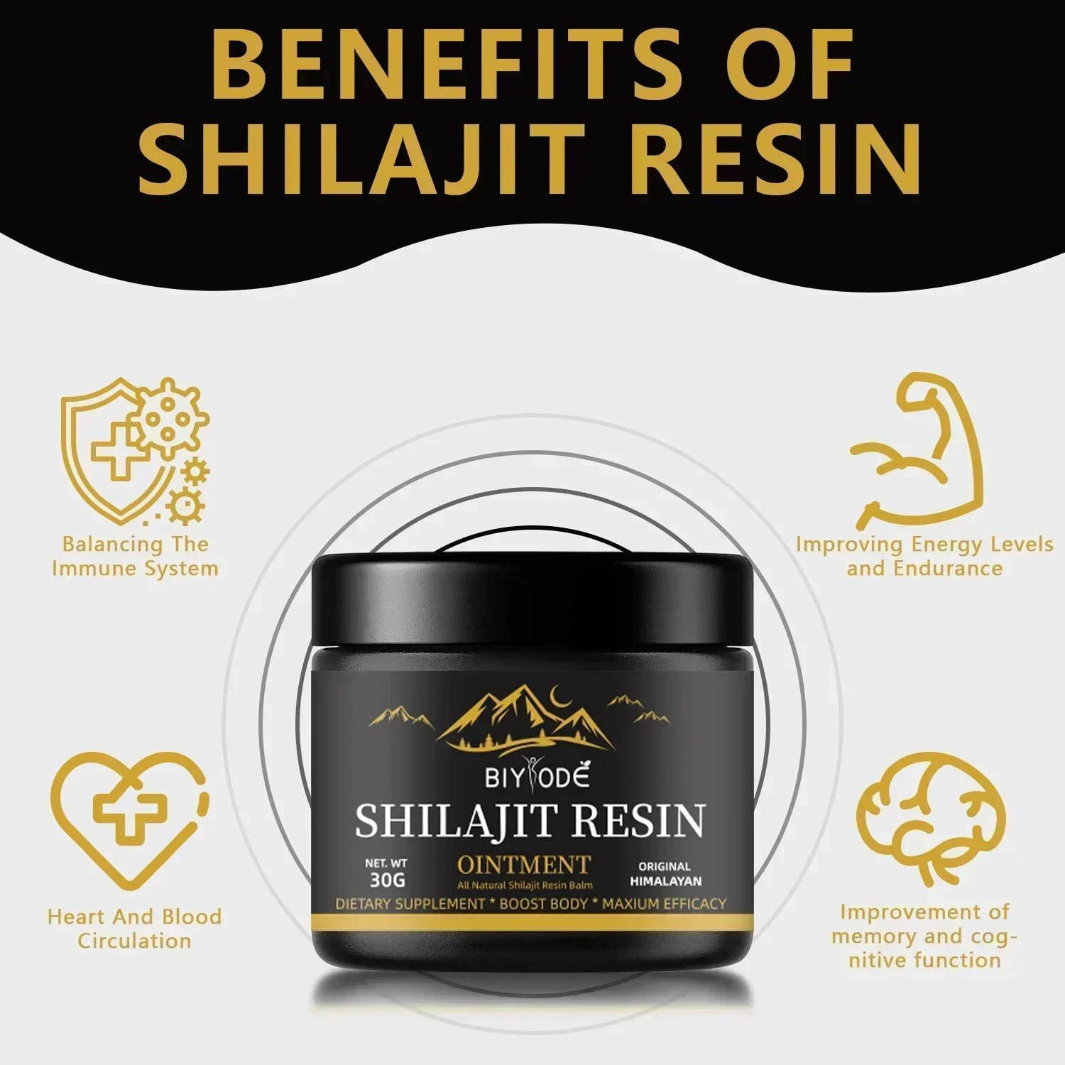 Resina pura do Shilajit do Himalaia GBBMA com colher com mais de 85 minerais de traço Desalhe o envelhecimento da pele, dê um músculo esquelético forte