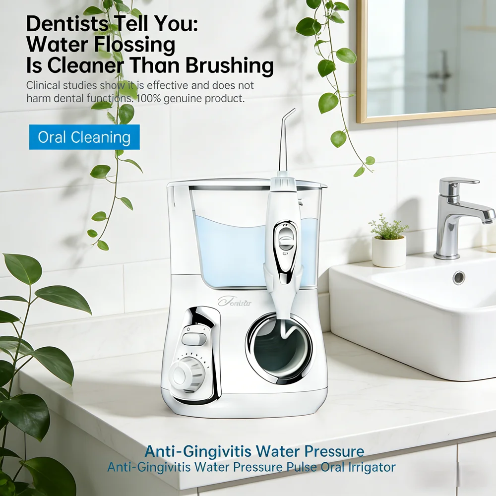 

Electric Water Flosser Teeth Cleaner 10 Modes 5 Nozzles 800ML Tank Home Desktop Irrigator