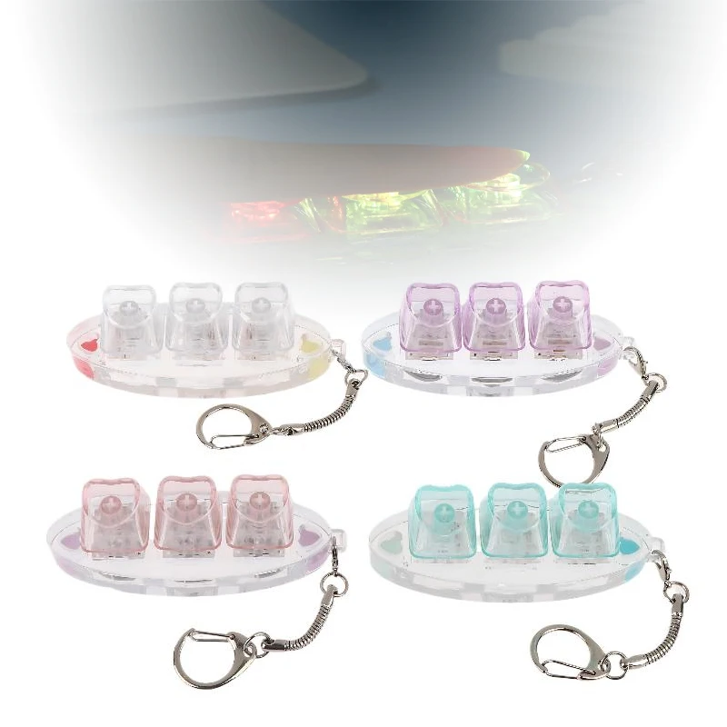 »Clear Heart Keyboard Keychain 3 Keys LED Lights Keyboard Stress Relief Keyring Toys Bag Pendant Key Holder Decoration Gifts