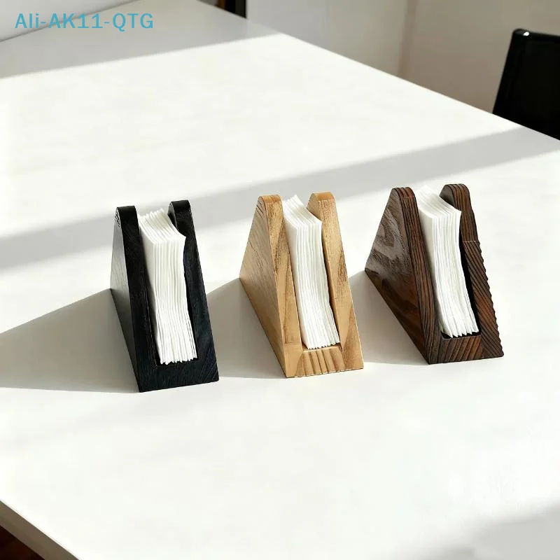 NEW Elegant Wooden Tissue Holder Decorative Space Saving Wood Tissue Dispenser Multi-functional Non-slip Bottom