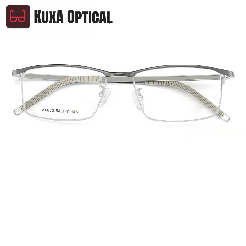 

KUXA (L) Men Business Half-Frame Progressive Prescription Glasses Anti Blue Light Photochromic Myopia Optical Work Eyeglasses