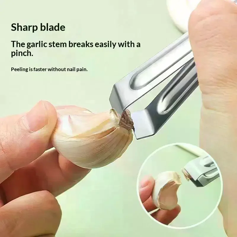 Stainless Steel Garlic Peeling Clip Ergonomic One Piece Structure Home Kitchen Restaurant Cooking