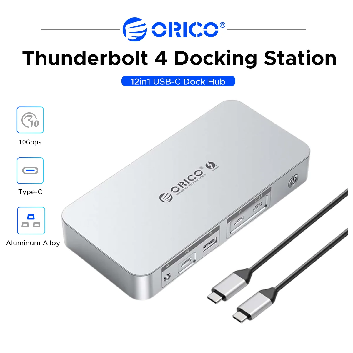 ORICO Thunderbolt4 Docking Station 40Gbps 12‑in‑1 USB‑C Dock Hub Splitter PD85W 8K DP HDMI Daisy‑Chain RJ45 Card Reader for PC