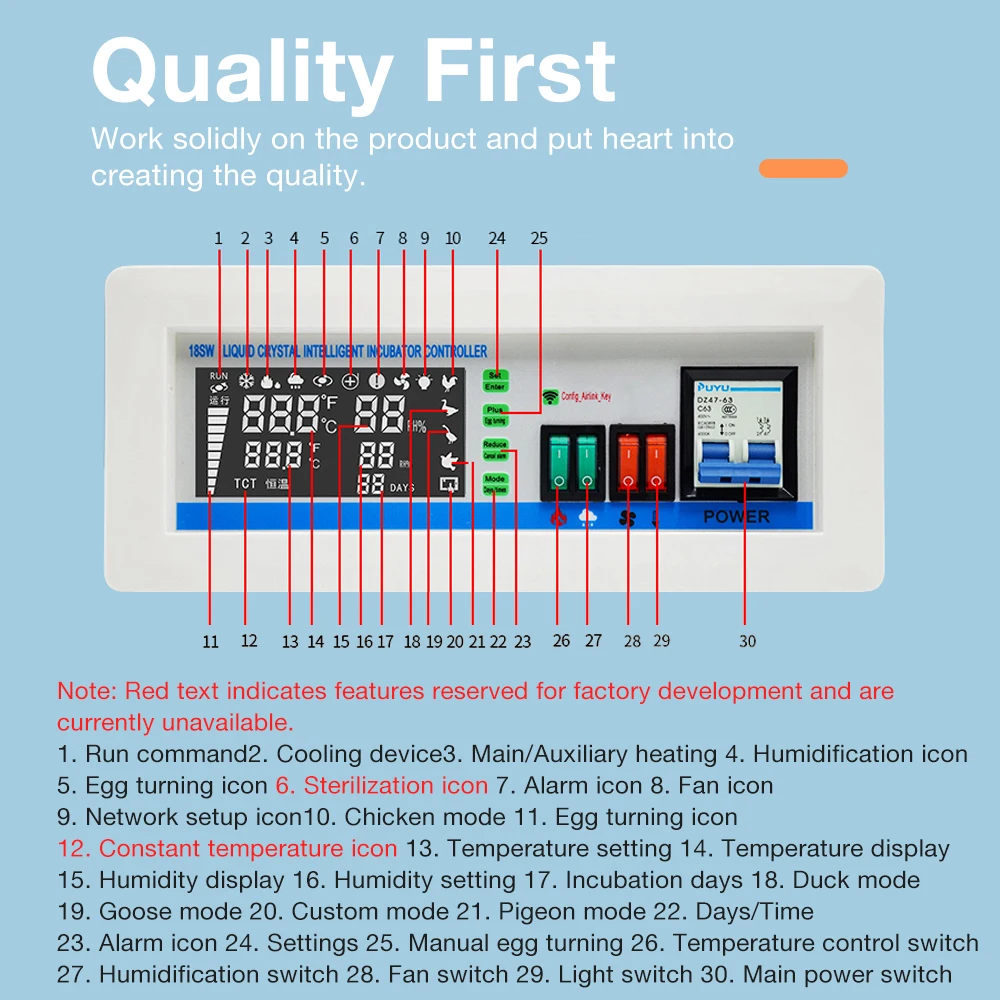 XM-18SW Egg Incubator Controller Thermostat Hygrostat Control Temperature and Humidity Controller System