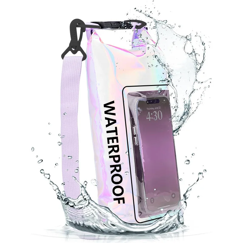 

HAISSKY 2L Laser Waterproof Swimming Bags For iPhone 16 15 14 13 Pro Max 16E 16 Plus Touch Screen Crossbody Beach Shouderbag
