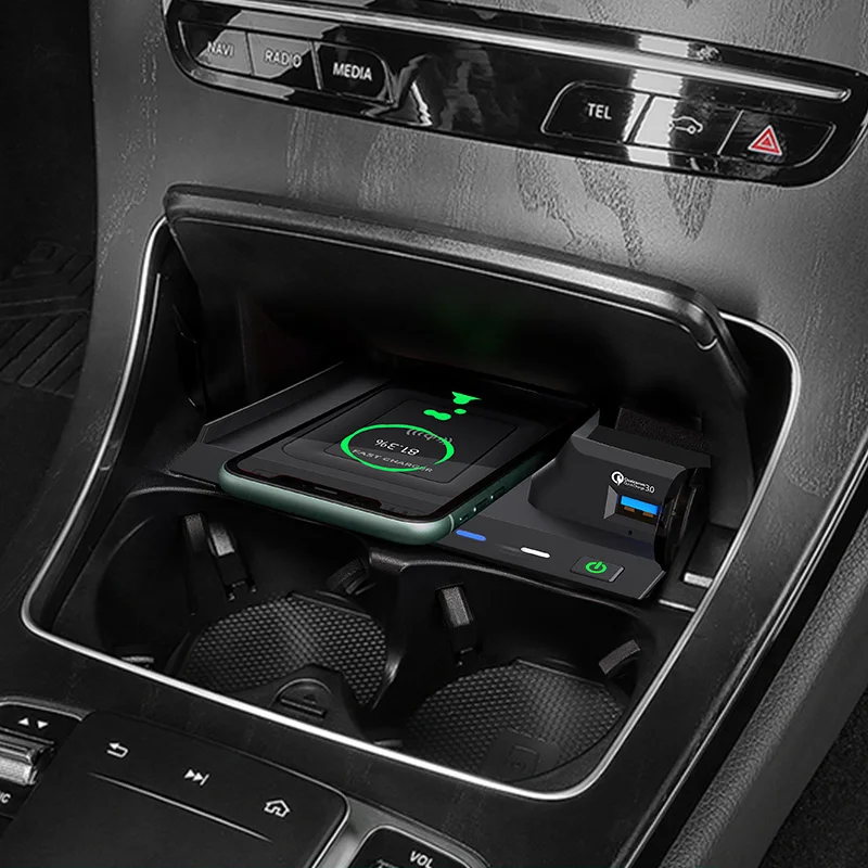 For Mercedes Benz W205 AMG C43 C63 AMG GLC43 GLC63 X253 C Class GLC 10W car wireless charger phone charger charging case