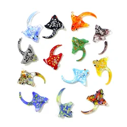 2pcs Simulation Ocean Animals Mini Figurines Charm Glass Pendant Cute Manta Rays Devil Fish Ornaments Aquarium Decor Accessories