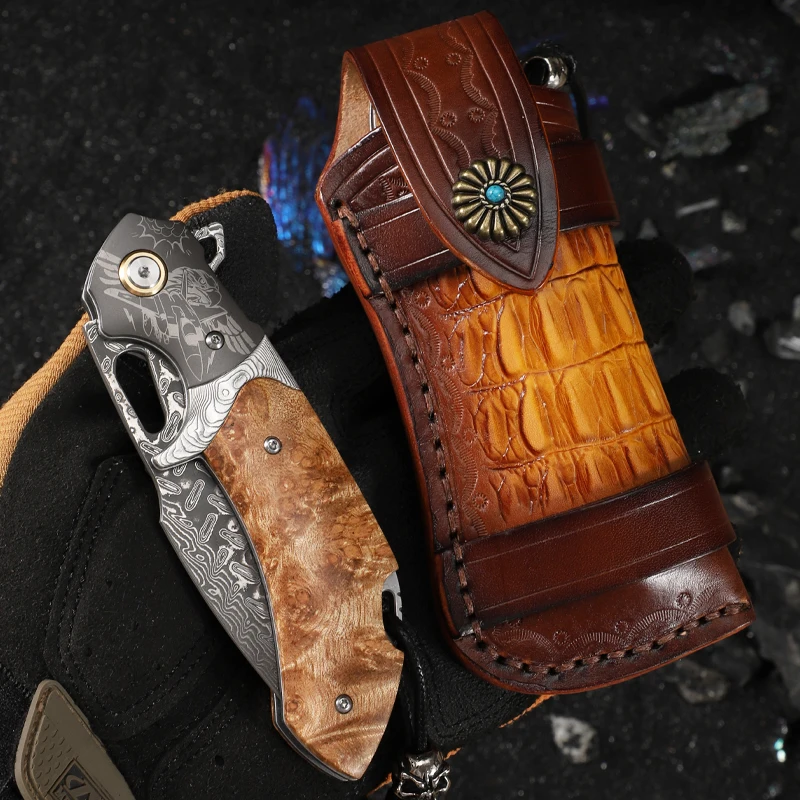 VG10 Damascus Steel pocket knife White Shadow Wood handle ball bearing knife Camping Hunting Survival outdoor EDC folding knife