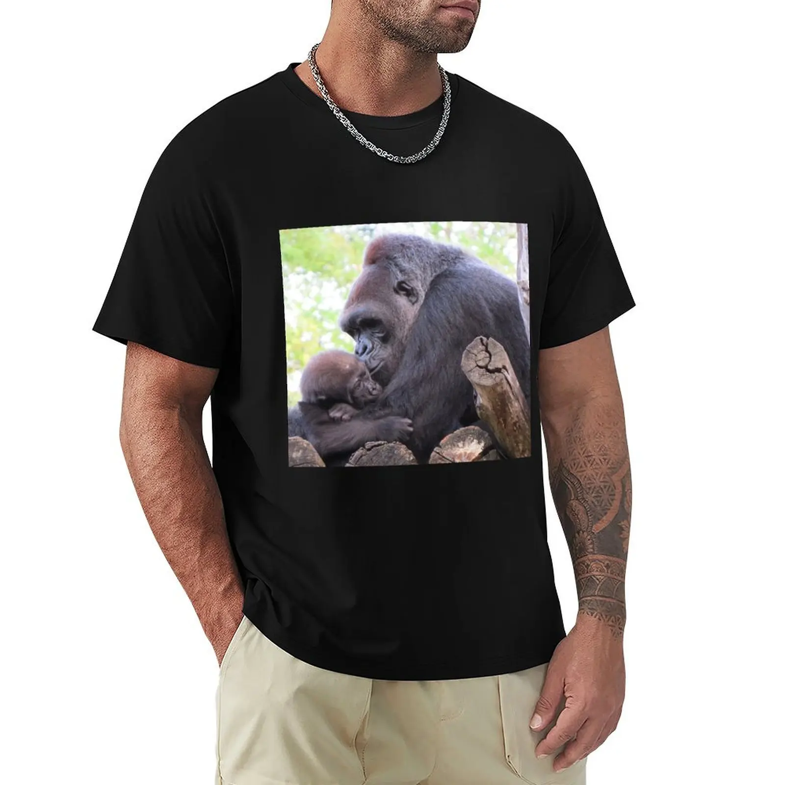 Gorillas Calaya and baby Moke at the National Zoo T-Shirt animal prinfor boys customizeds customs mens funny t shirts