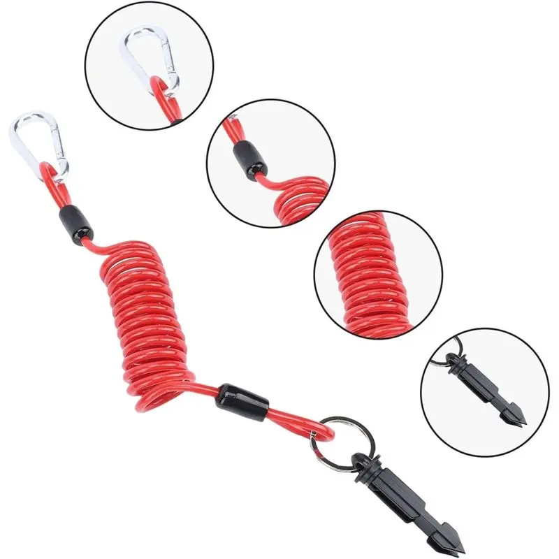High Rebound Spring Breakaway Trailer Brake Wire, 4Ft Coiled Cable Strap Emergency Brake Away Cable