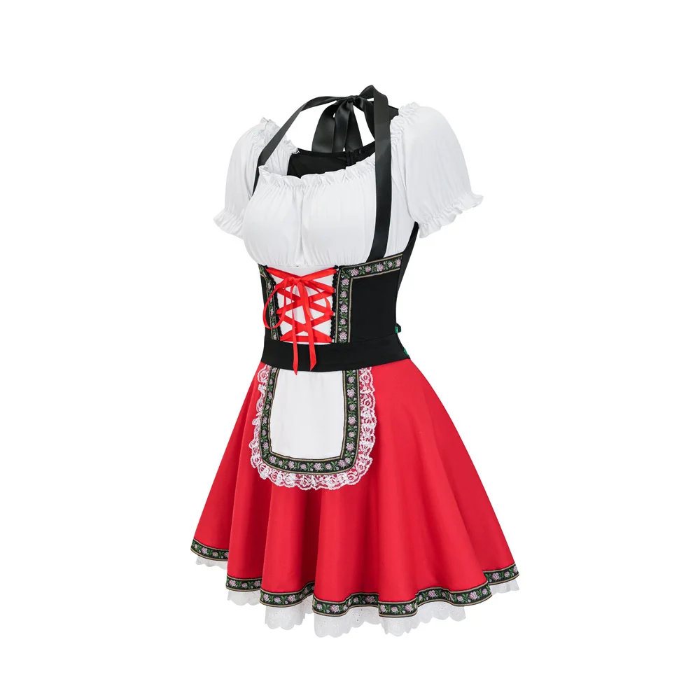 German Oktoberfest Costume Sexy Beer Waiter Cosplay Dirndl Dress Halloween Festival Party Maid Stage Performance Clothing