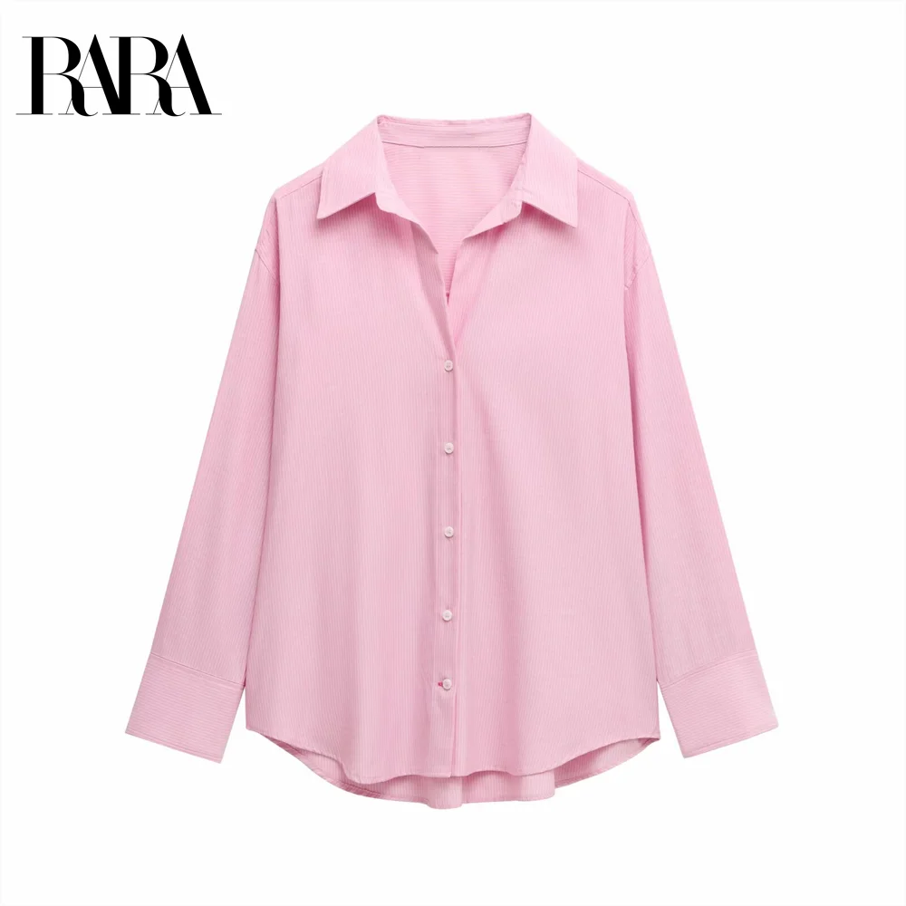 

2025 RARA striped loose casual versatile lapel long-sleeved temperament shirt women's clothing spring new products