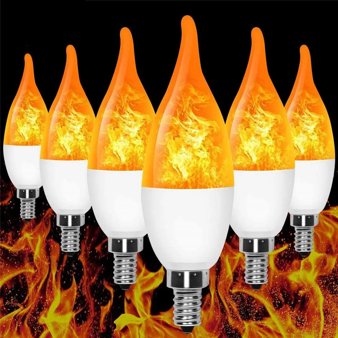 E14/E27/E12 LED Flame Bulb 4 Modes Party LED Flame Effect Simulated Fire Bulb Garden Decorationing Light AC85-265V