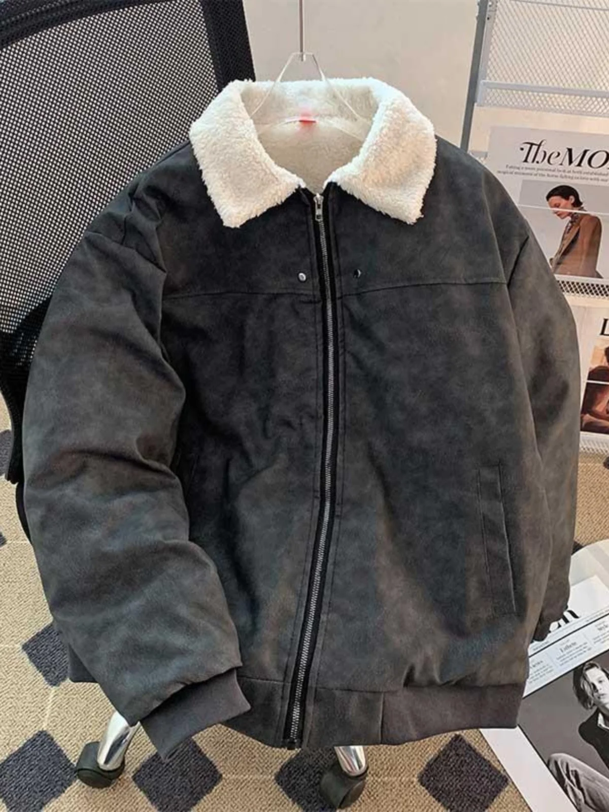 Винтажные стеганые парки на флисовой подкладке, мужское зимнее замшевое хлопковое пальто, куртка большого размера, повседневное спортивное теплое пальто, верхняя одежда в стиле ретро