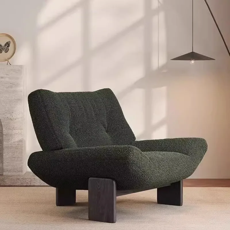 Vintage Nordic Casual Wood Hotel Living Room Sofa Chair New Style Bedroom Lazy High End Designer Single Chair Home Furniture