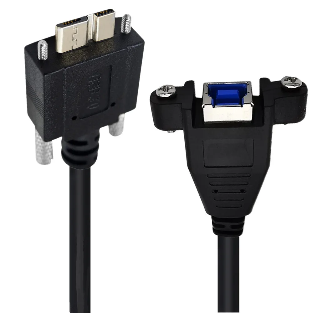 Micro B USB 3.0 Male To B Type Female Panel Mount To with M2 Screw Locking Adapter Cable 0.3m/1m for Printer Monitor Scanner
