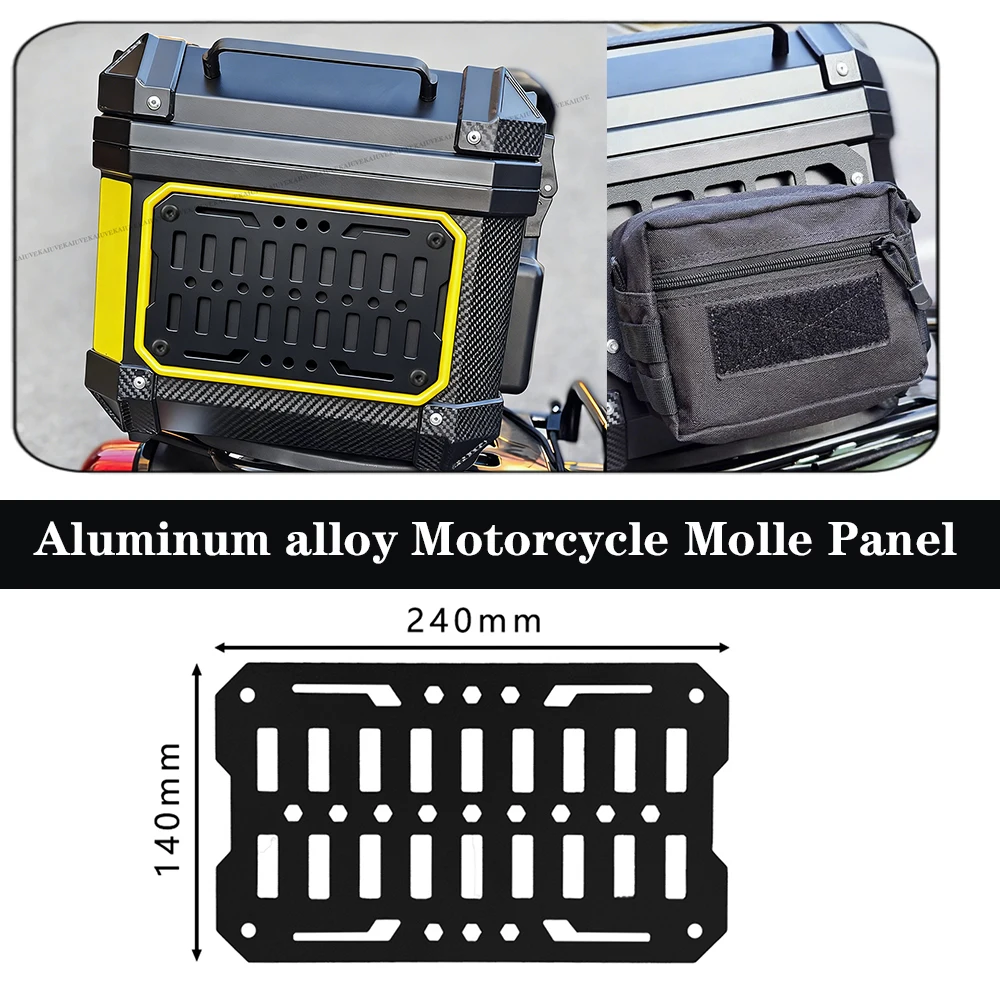 

KAIUVE Modular Motorcycle Top Case Tactical Trunk Storage Organizer Aluminum Alloy Molle Panel Quick-Install Storage Box