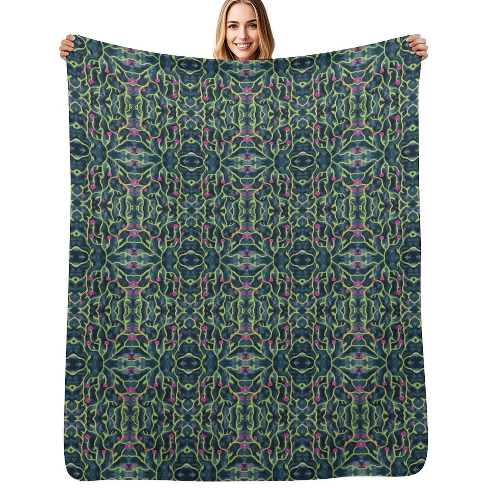 neon tendrils Throw Blanket Ultra Soft Flannel Fleece Blanket for All Seasons