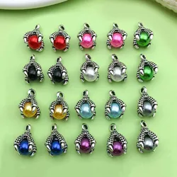 20pcs 10*16mm Colorful Alloy Dragon Claw with Ball Charms Pendants for DIY Bracelet Necklace Jewelry Making Accessories