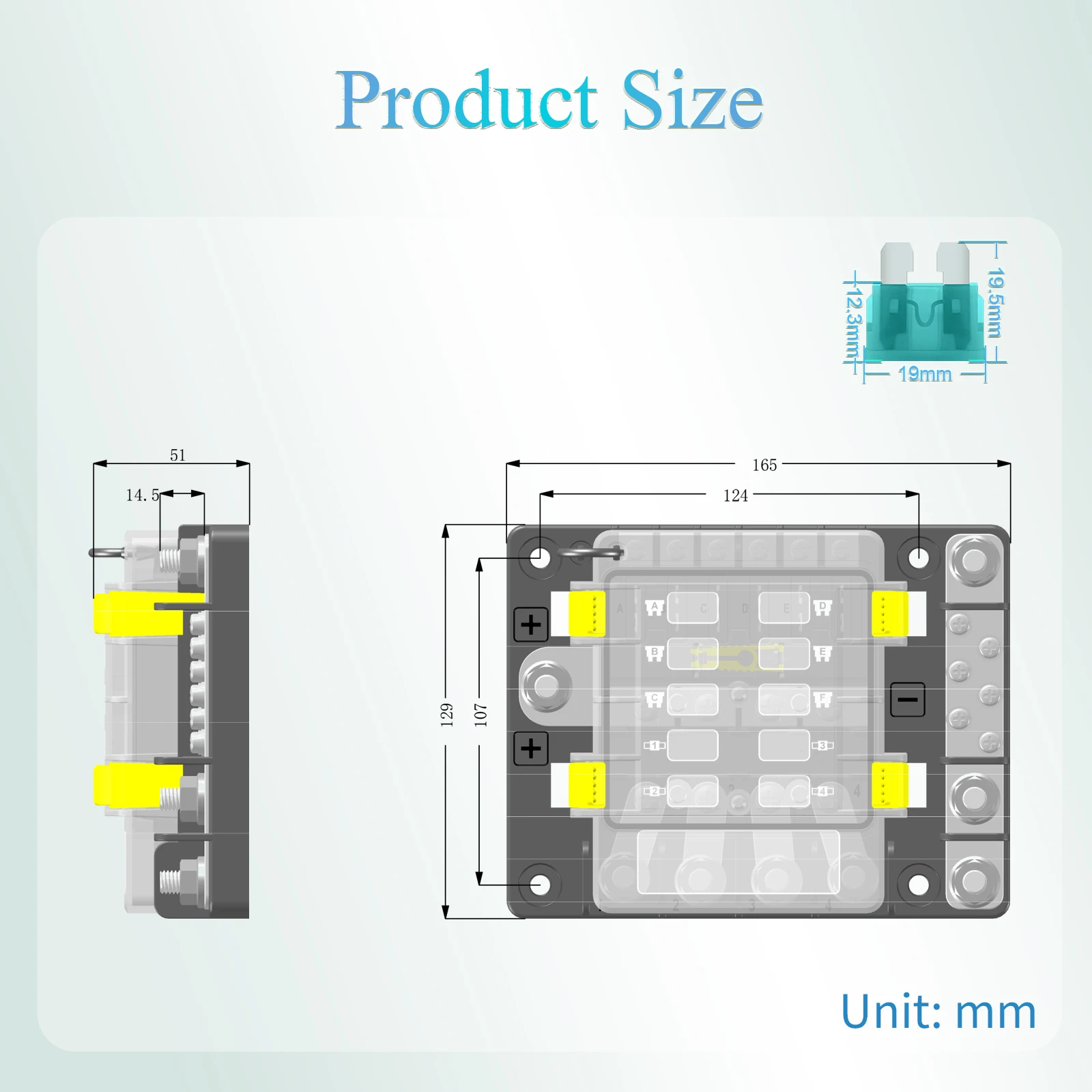 10Circuit Marine Fuse Block 12V 24V Boat Fuse Panel with Negative Bus Bar Splash-Proof Ignition Protected Power Distribution Box