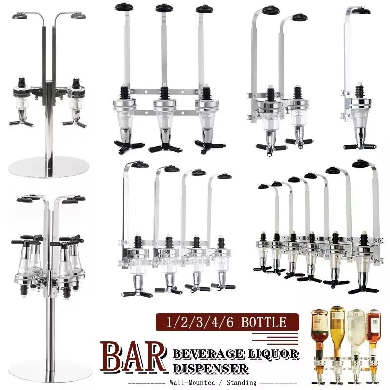 Dispensador de licor de 1-6 botellas, coctelera montada en la pared, soporte para vino, cerveza, Alcohol, Bar, dispensador de bebidas, divisor de Alcohol para cóctel