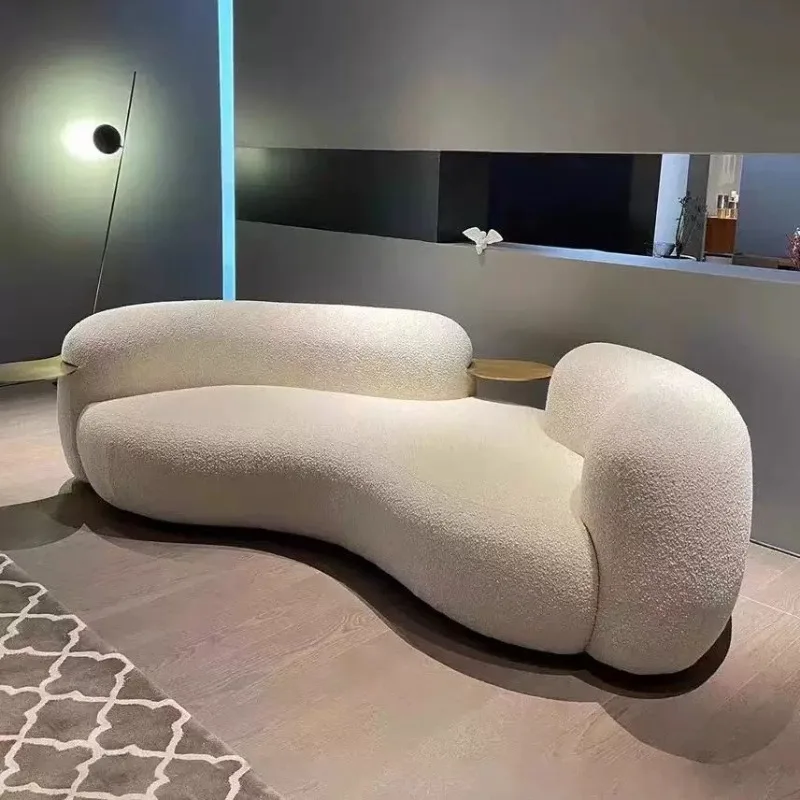 

Minimalist Pea Sofa Fabric Lamb Wool Arc Special-shaped Hotel Office Three People