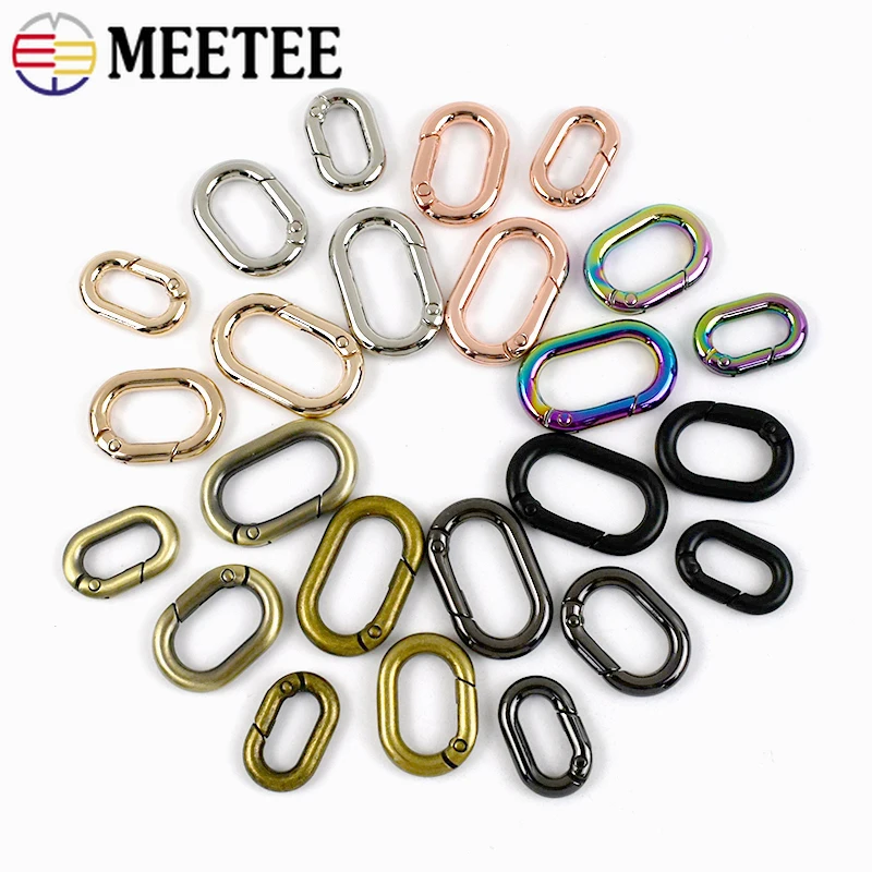

10/20Pcs 13-40mm Oval Metal Spring O Ring Carabiner Clip Openable Snap Hook Buckle Bag Strap Keychain Connector Handbag Hardware