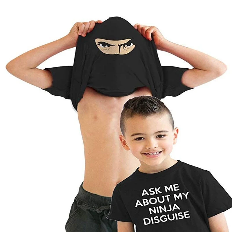 Youth Ask Me about My Ninja Disguise T Shirt Funny Cool Costume Novelty Gift Tee for Kids Adults Family Clothes for Children