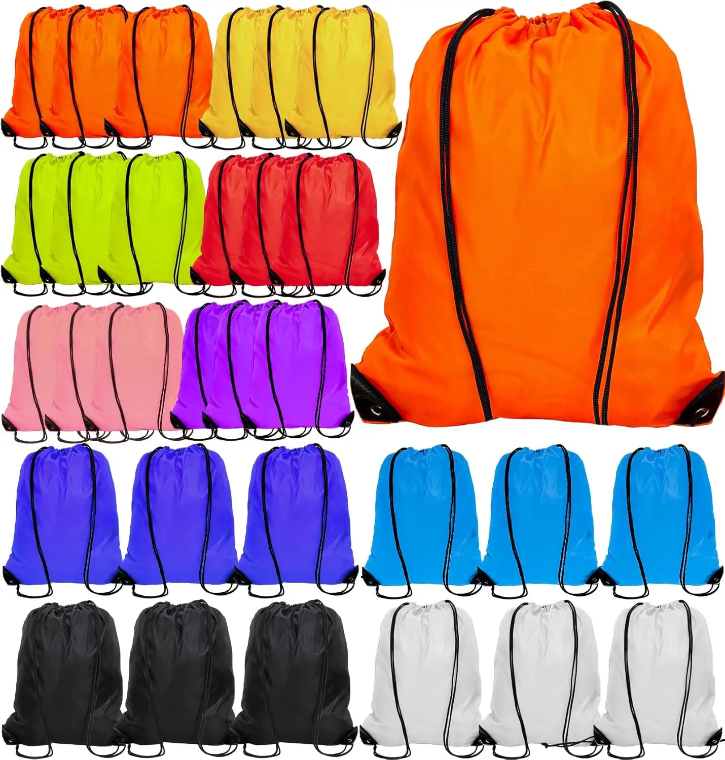 

30 Drawstring Backpack Bulk, Nylon Cinch Sack Bags for Gym Travel Sports, 10 Colors
