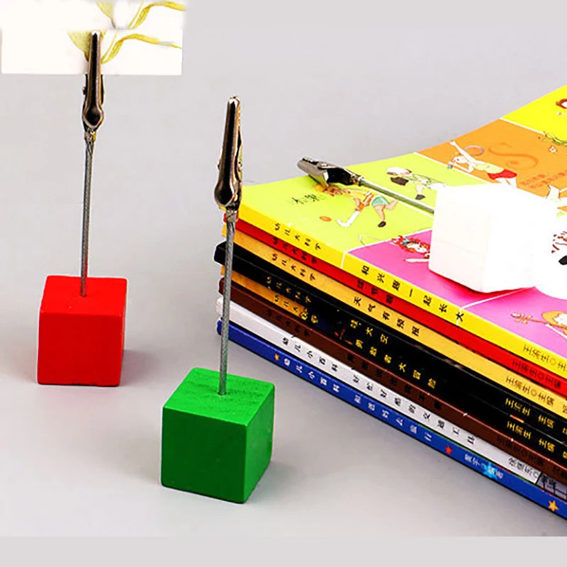 Color Cube Stand Log Base Note Clip Creative Photo Postcard Message Clip Decoration Desktop Card Storage Memo Card Holder