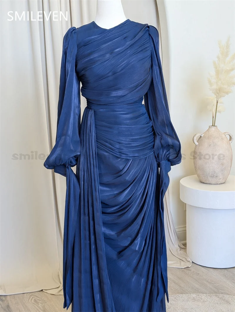 Smileven modesto vestido de baile mangas compridas arábia saudita vestidos de noite de comprimento total elegante luxo formal ocasião vestido personalizado