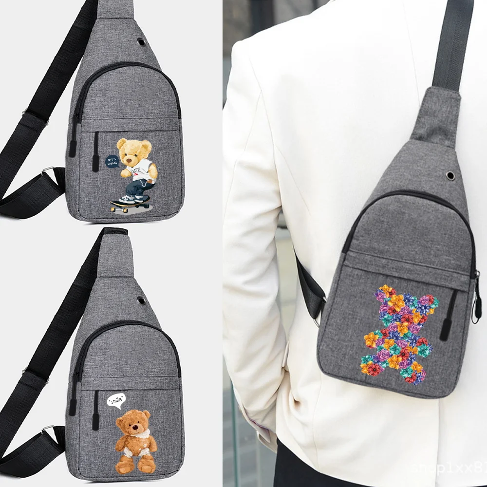 Women Fashion Fanny Waist Package Small Crossbody Chest Pack Belt Phone Bag Package Unisex 2023 Anime Bear Print Mini Wallet