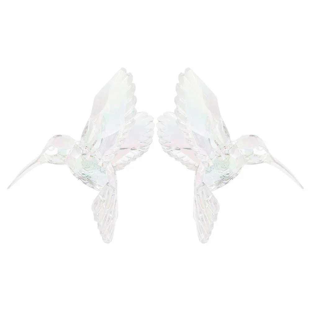 

2Pcs Clear Iridescent Acrylic Hummingbird Pendant Elegant Flying Bird Decor for Home Office Party Ceiling Decorations