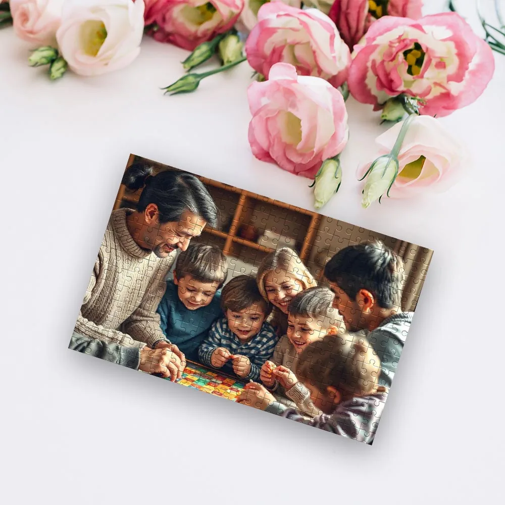 Lovely Custom Photo happy family Mosaic Personalised Decompression Puzzles Custom Puzzles in Photos Kids Gift
