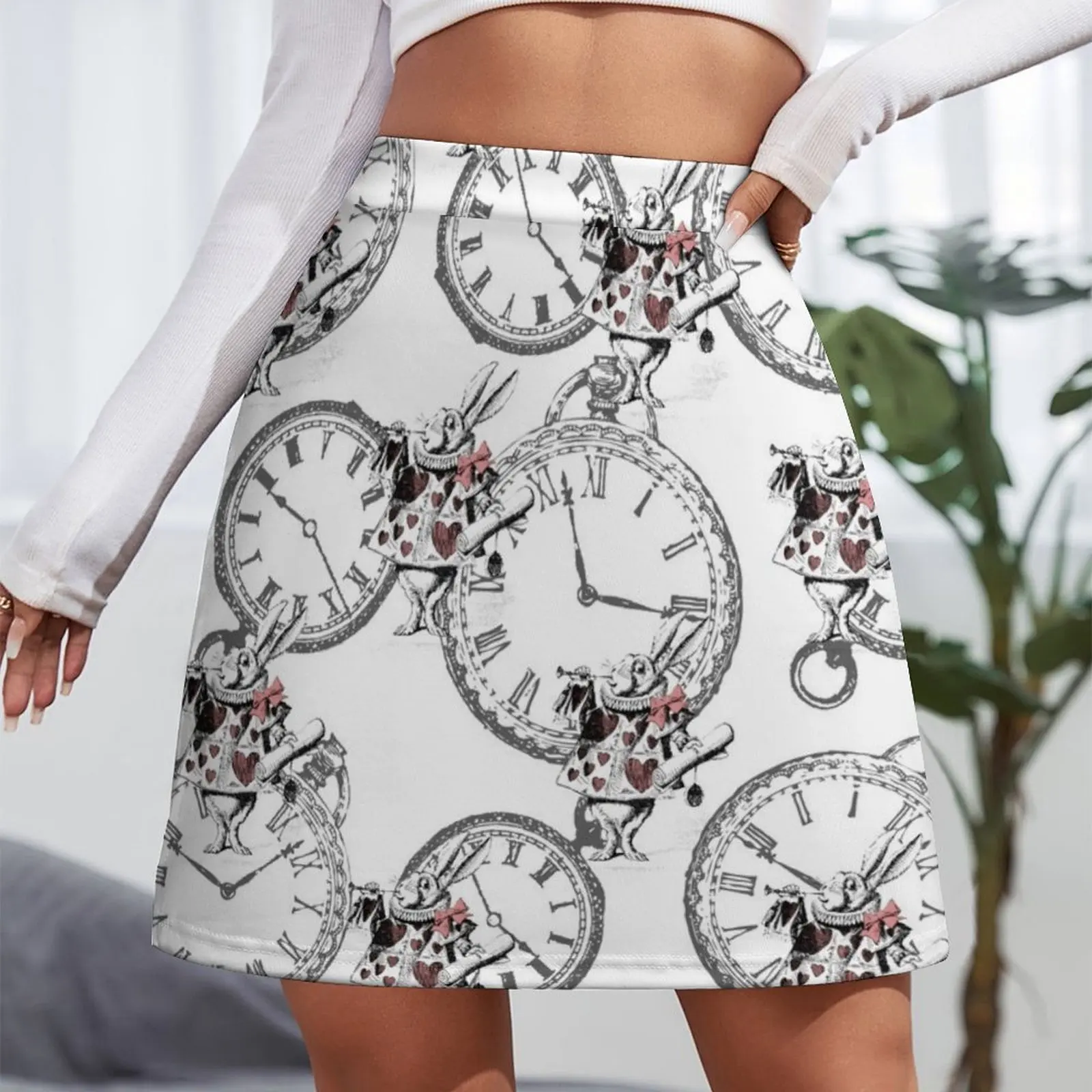 Running late - white rabbit Mini Skirt women's skirt 2025 trend luxury clothes women Mini Skirt