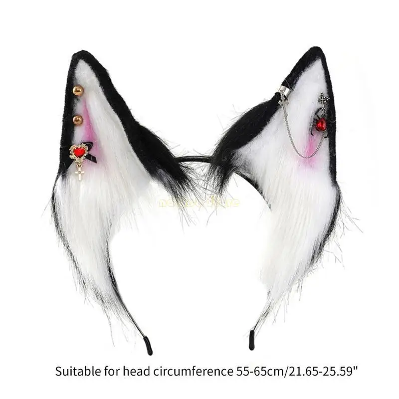 31BF Cartoon Stirnband Wolf Füchse Ohren Form Haare Hoop Plüsch Carnivals Party Kopfstück Cosplay Party Kostüm Requisiten Unisex