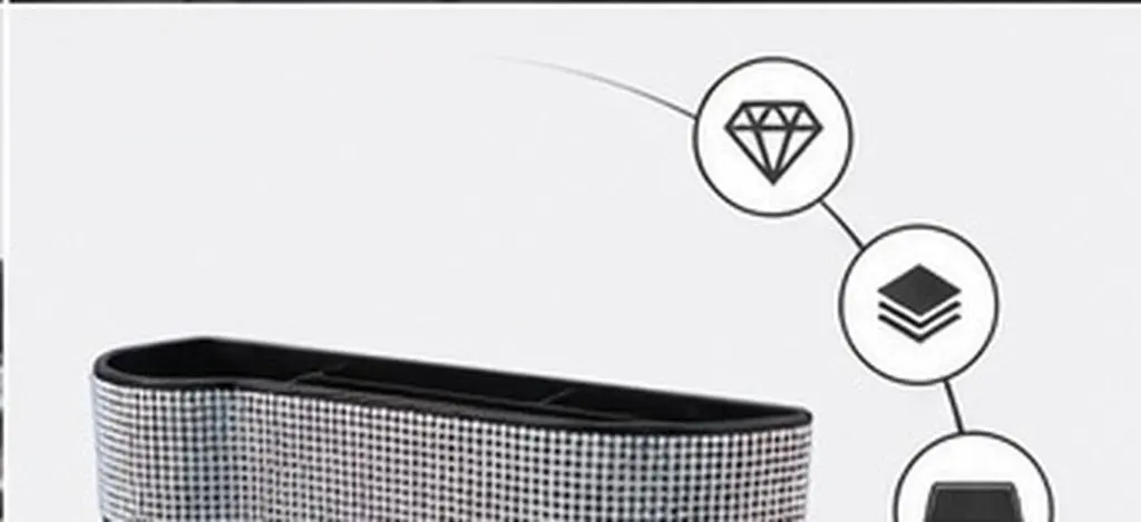 1Pcs Car Seat Gap Storage Box Rhinestone Studded Microfiber ABS Driver Side Auto Organizer Wallet Phone Parking Ticket