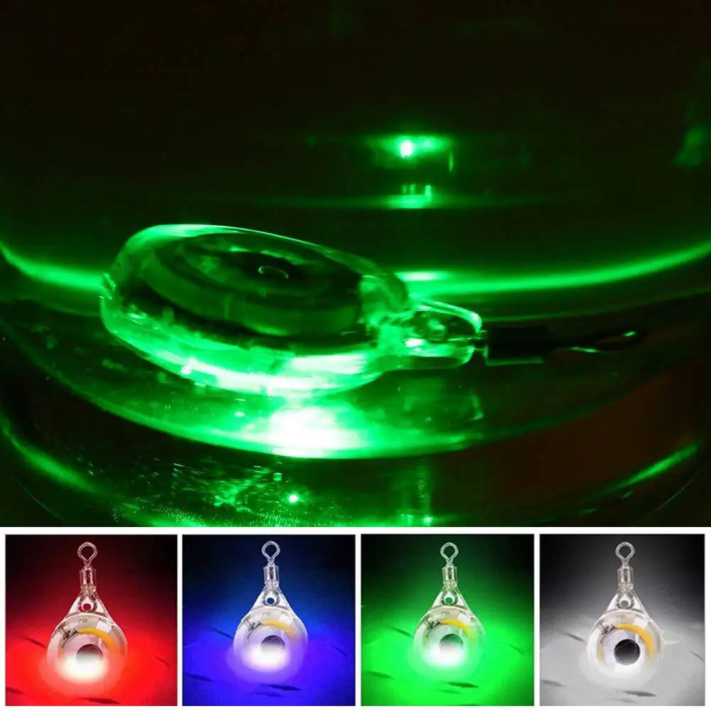 10Pcs Underwater Night Light Lure Mini Eye Shape LED Illuminated Lure Battery Powered LED Fish Light for Seawater Freshwater