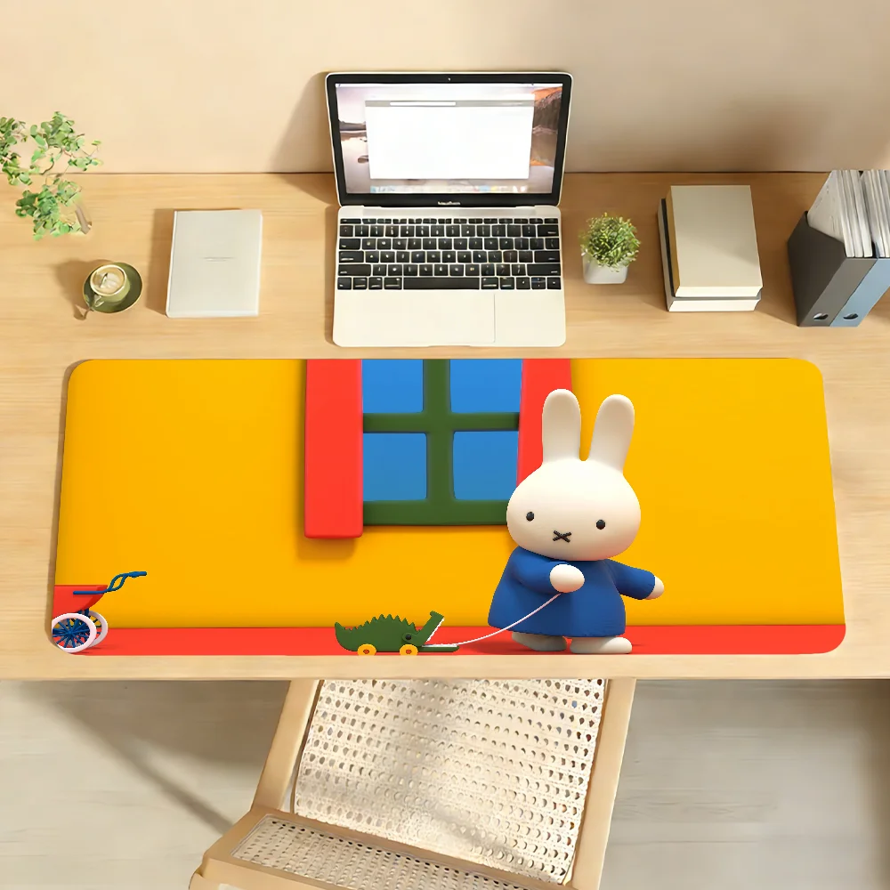 Cartoon M-Miffy Mouse Pad Non-slip Locking Edge DeskMat PC Laptop Accessories Rubber Office Keyboard Large Game XXL Carpet