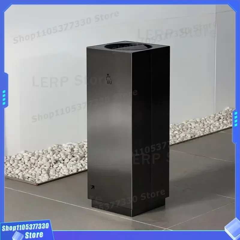 Stainless Steel Swing Lid Trash Can for Hotel Lobby Office Building Vertical Elevator Hall Floor to Ceiling Design Commercial