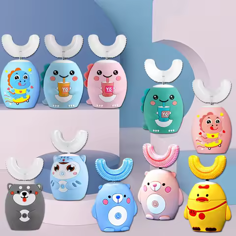 360 Degrees Intelligent Automatic Electric Toothbrush for Kids Children Rechargeable U Shaped Smart Sonic Tooth Brush Waterproof