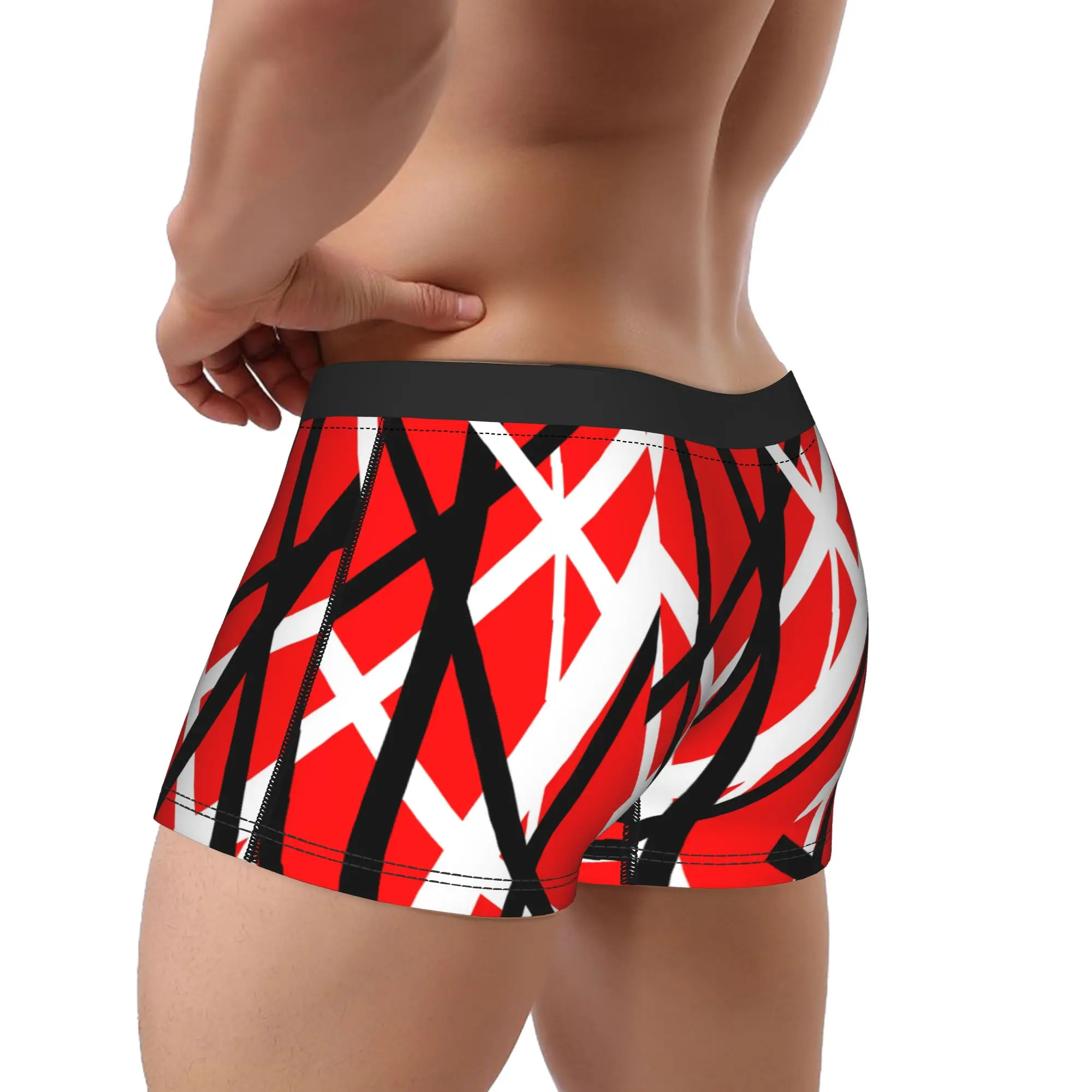 Van Halen Black And White Lines Underwear  Sexy Soft Underpants Printing Boxer Brief For Males Pouch Oversize Trunk