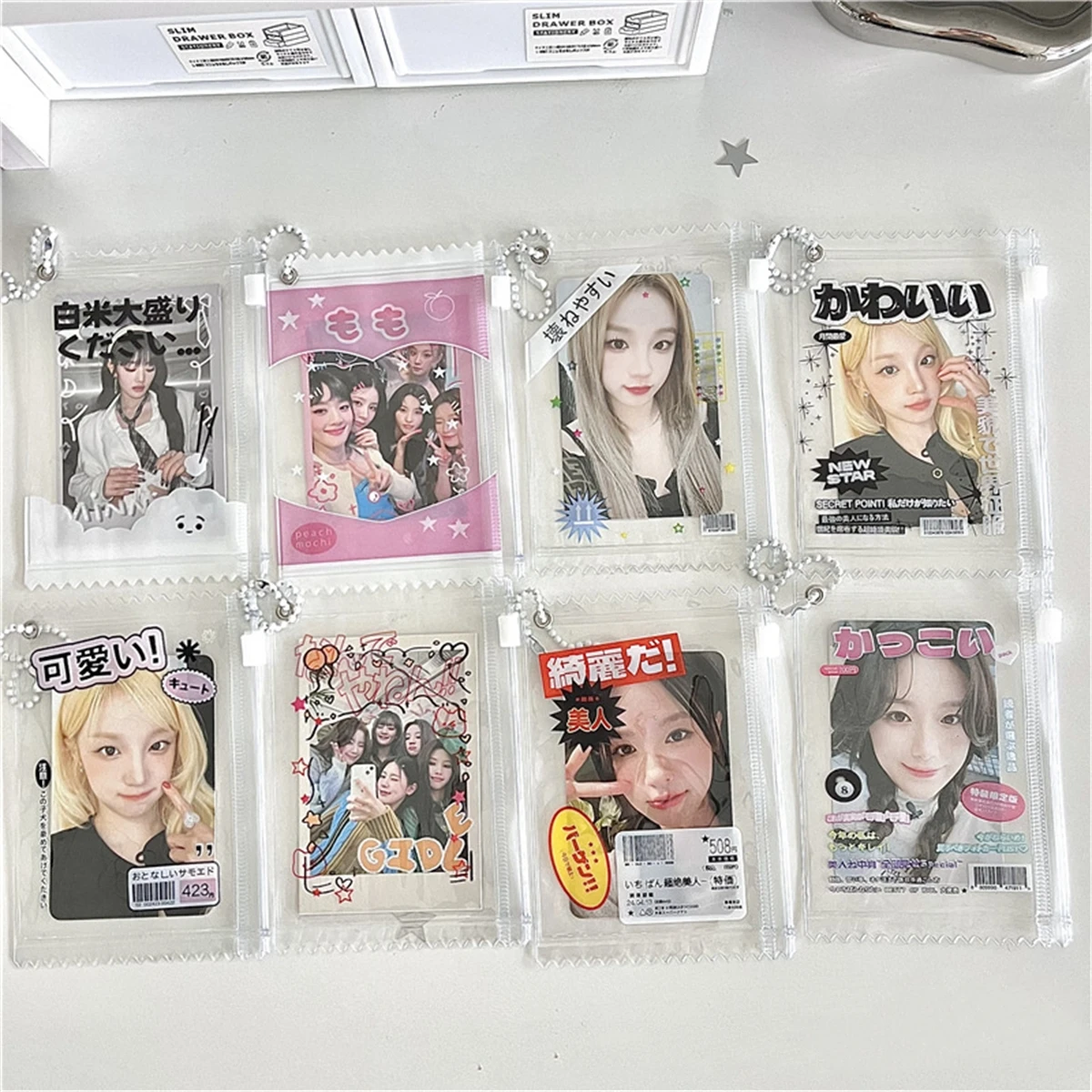 حامل صور حلوة إبداعي للنساء ، سلسلة مفاتيح ، تخزين شارة ، حقيبة عرض ، قلادة ، بطاقة صور Idol ، حماية N874 #3